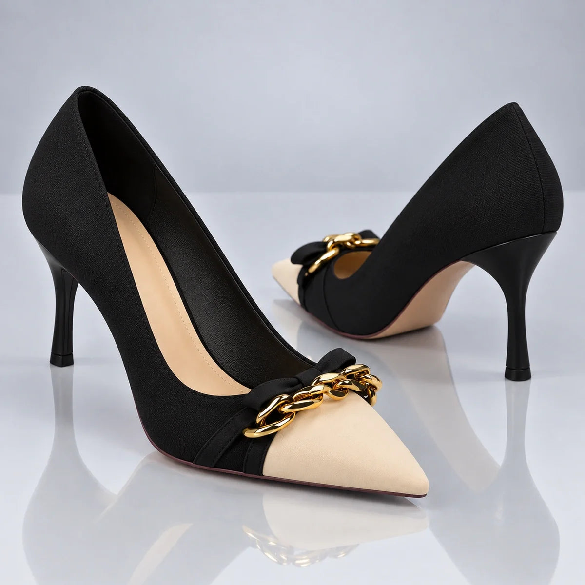 Laure | Gold Chain Heels