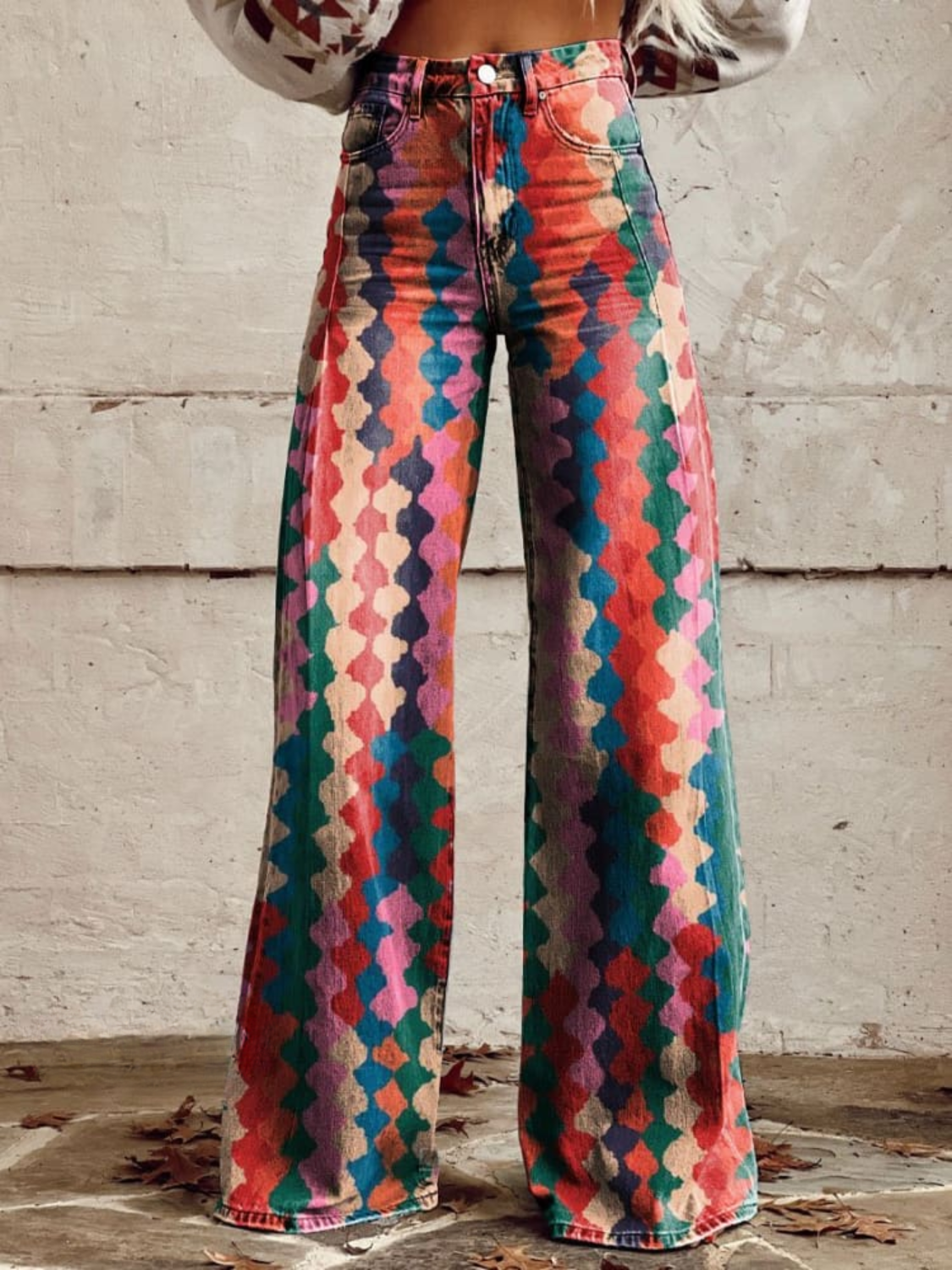 Josiane – Women's Harlequin Print Wide-Leg Trousers
