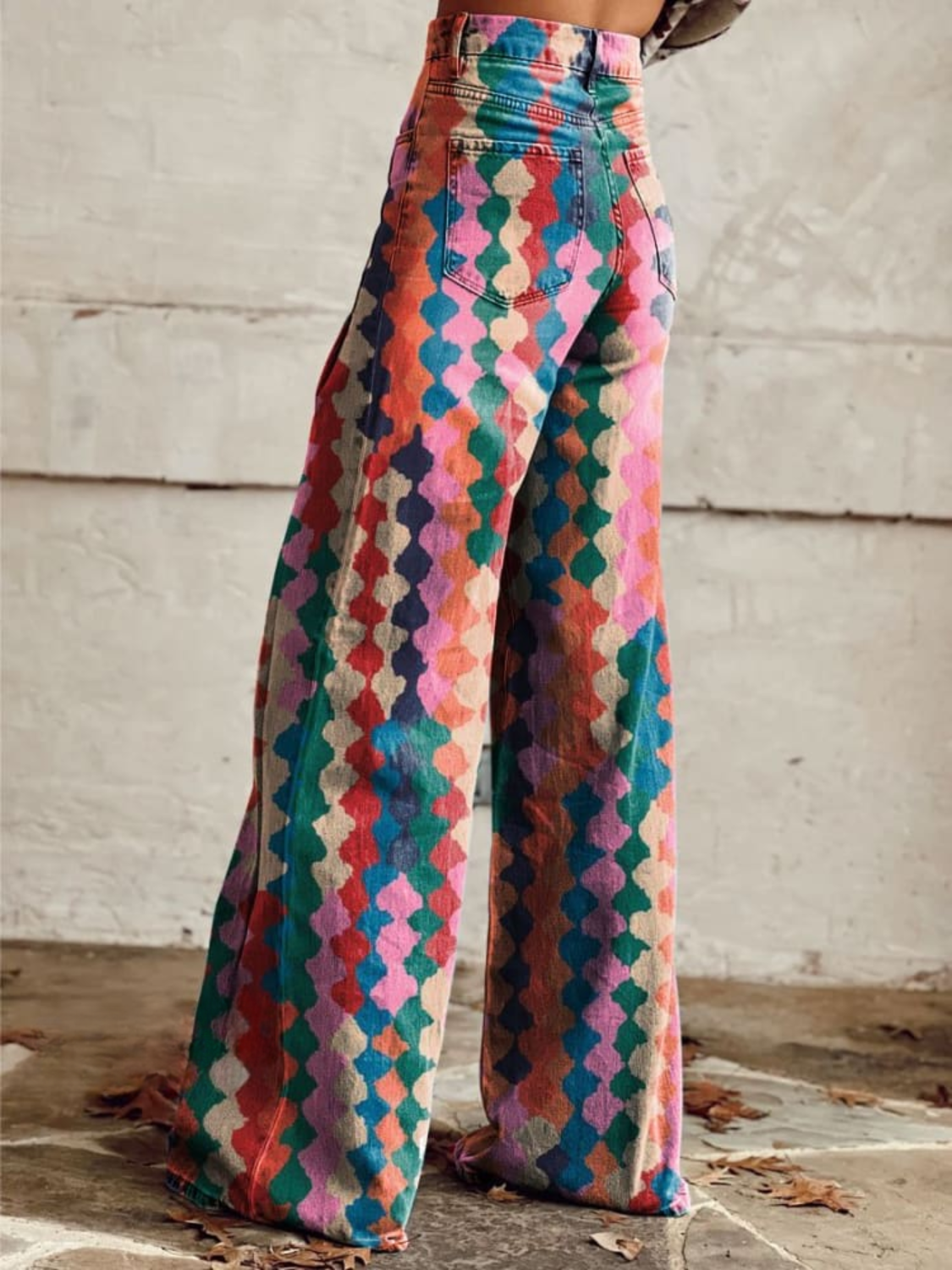 Josiane – Women's Harlequin Print Wide-Leg Trousers