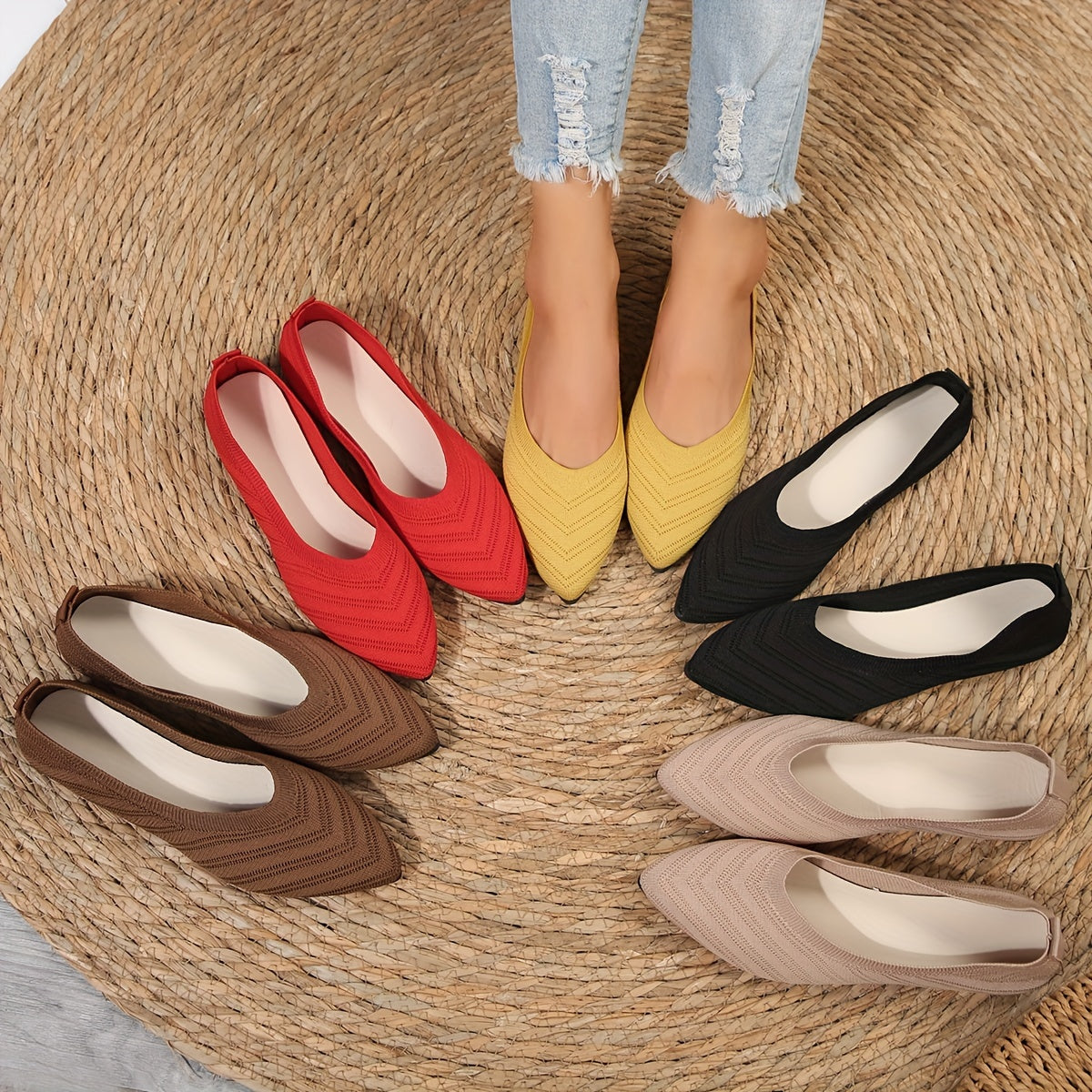 Virginia – Orthopaedic Pointed Knit Ballet Flats
