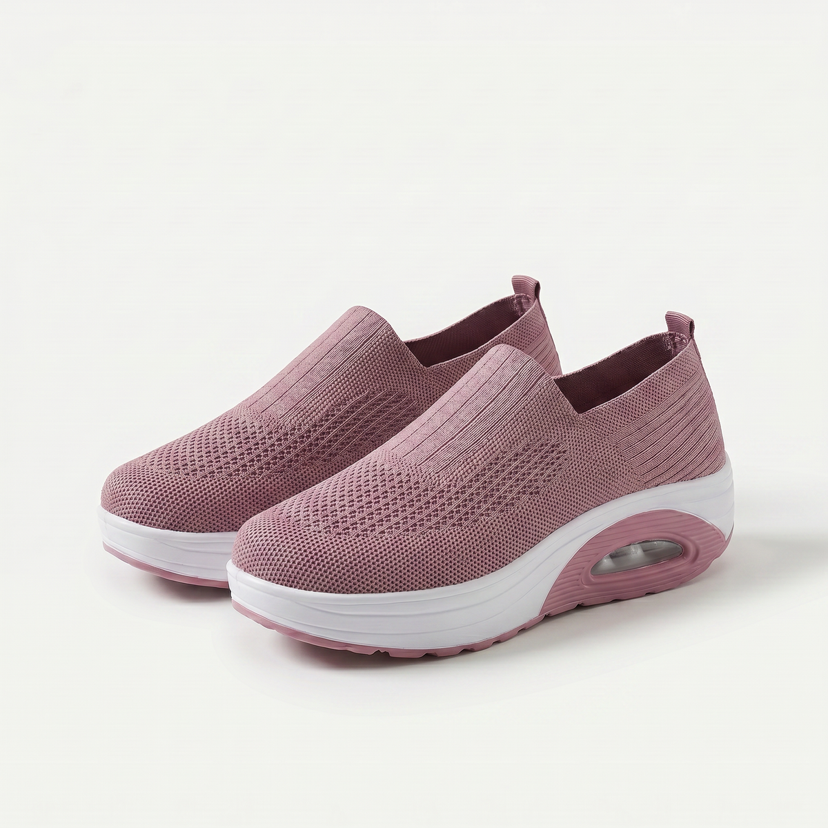 Clarissa – Dusty Pink Orthopaedic Knit Slip-On Sneakers