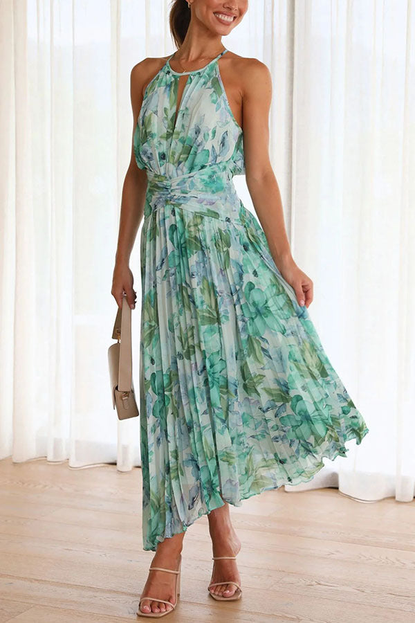 Penelope | Elegant pleated floral midi dress