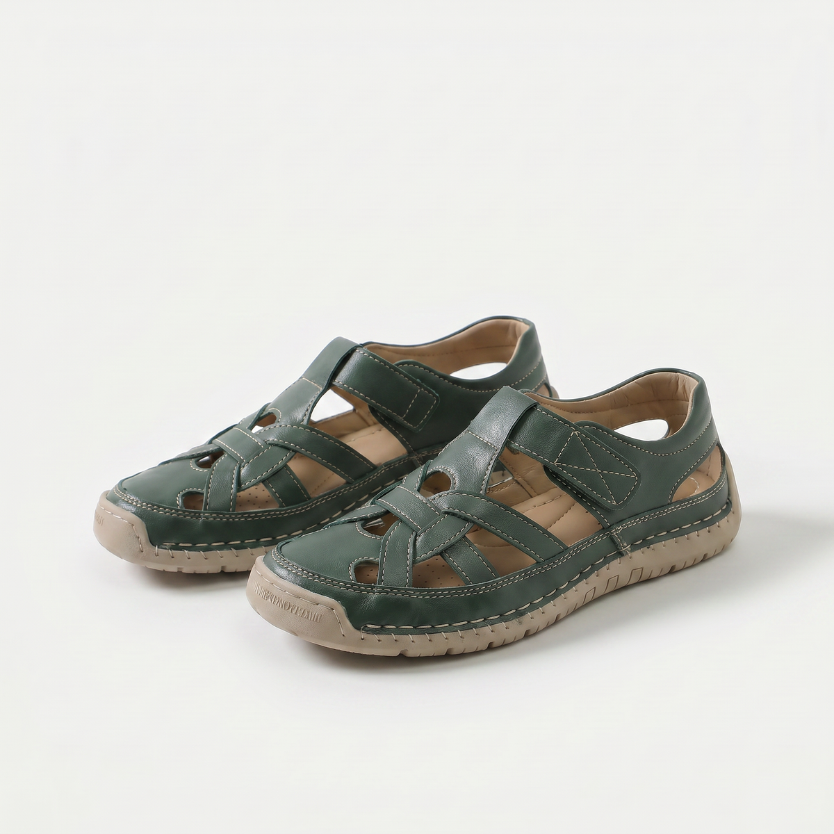 Marilyn – Dark Green Orthopaedic Cut-Out Summer Sandals