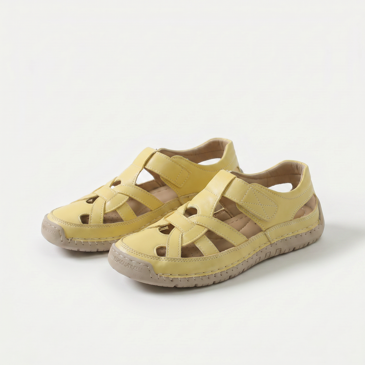 Marilyn – Lemon Yellow Orthopaedic Cut-Out Summer Sandals