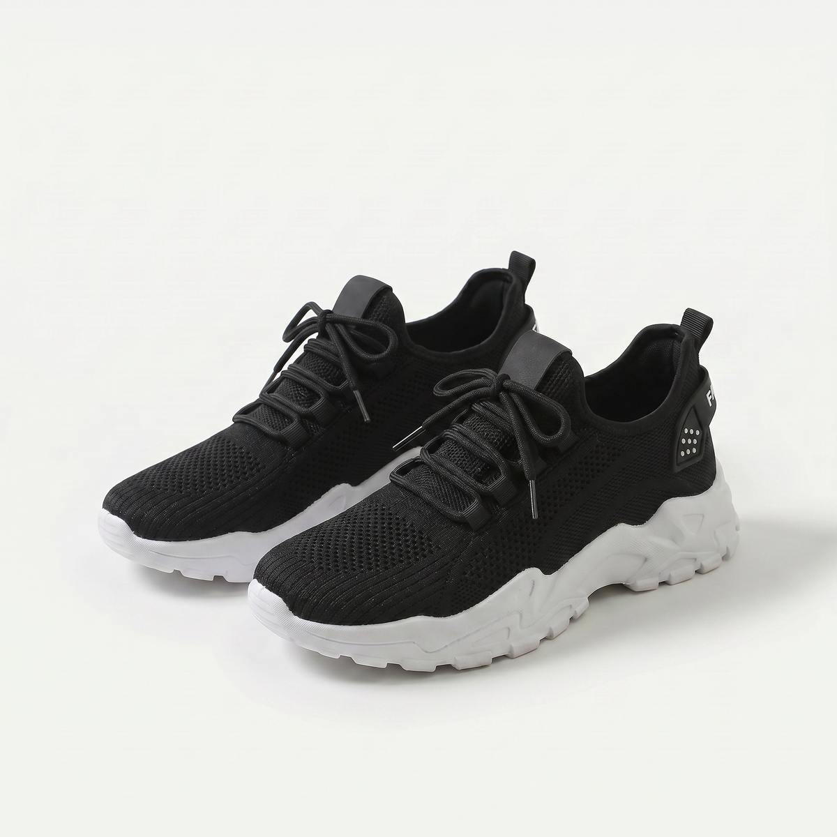Noelene – Black Orthopaedic Knit Platform Sneakers