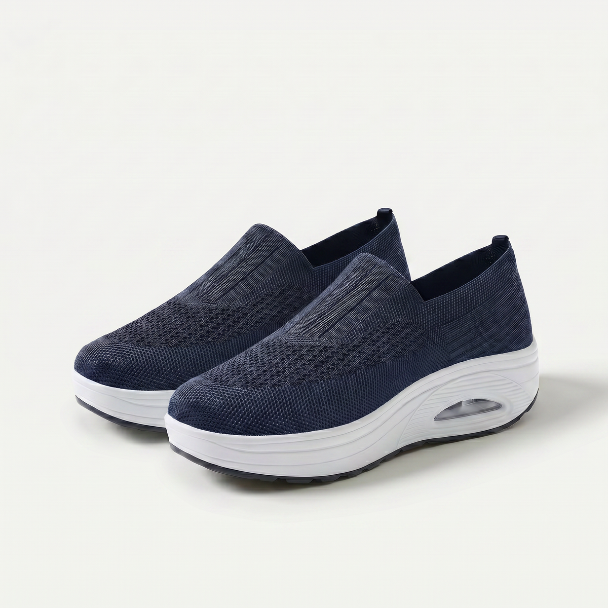 Clarissa – Navy Orthopaedic Knit Slip-On Sneakers