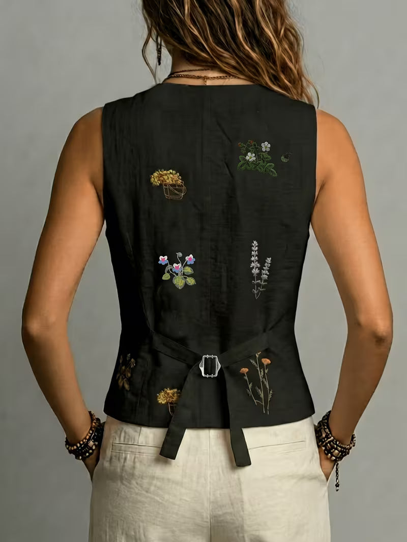 Zarelle | Embroidered Open-Front Gilet.