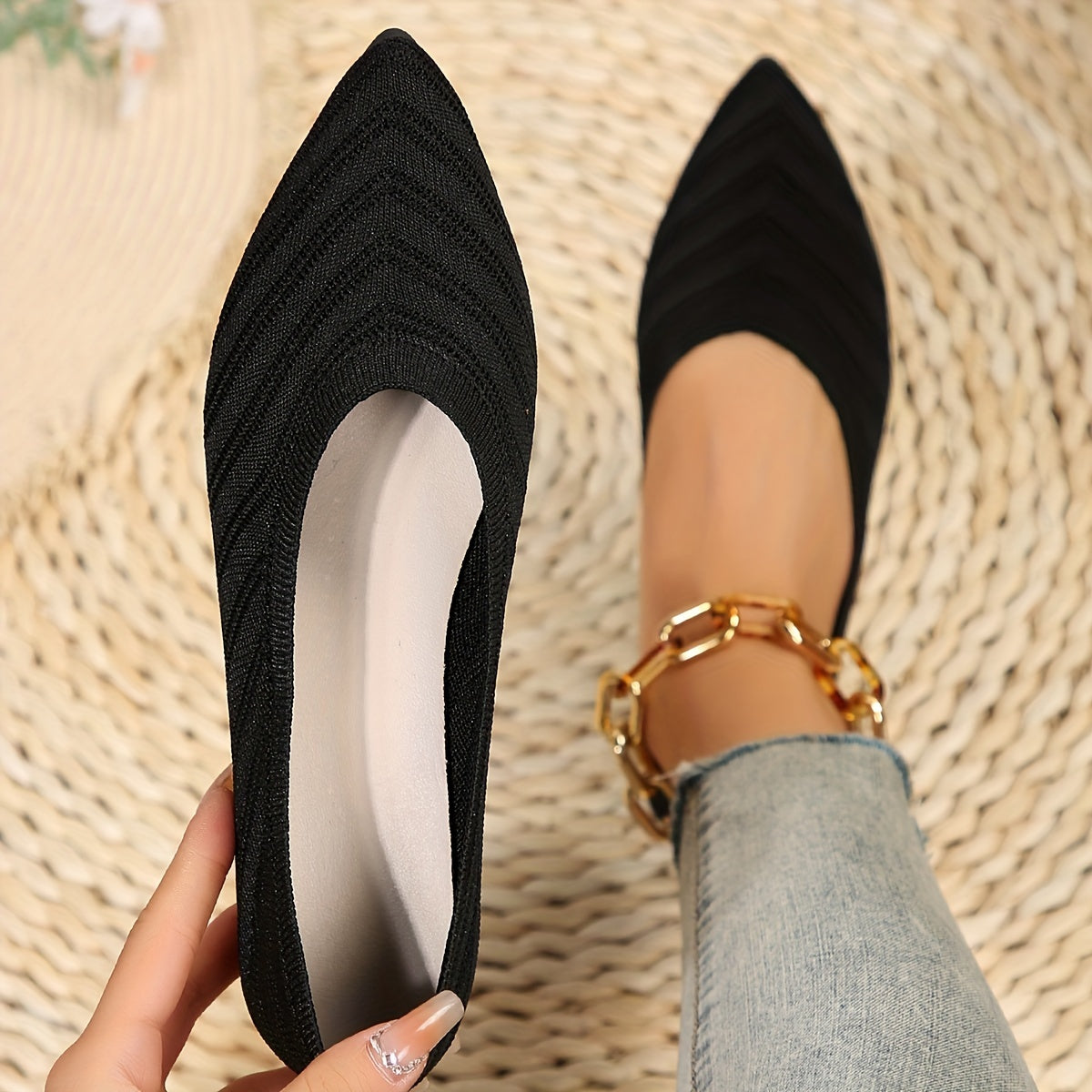 Virginia – Orthopaedic Pointed Knit Ballet Flats