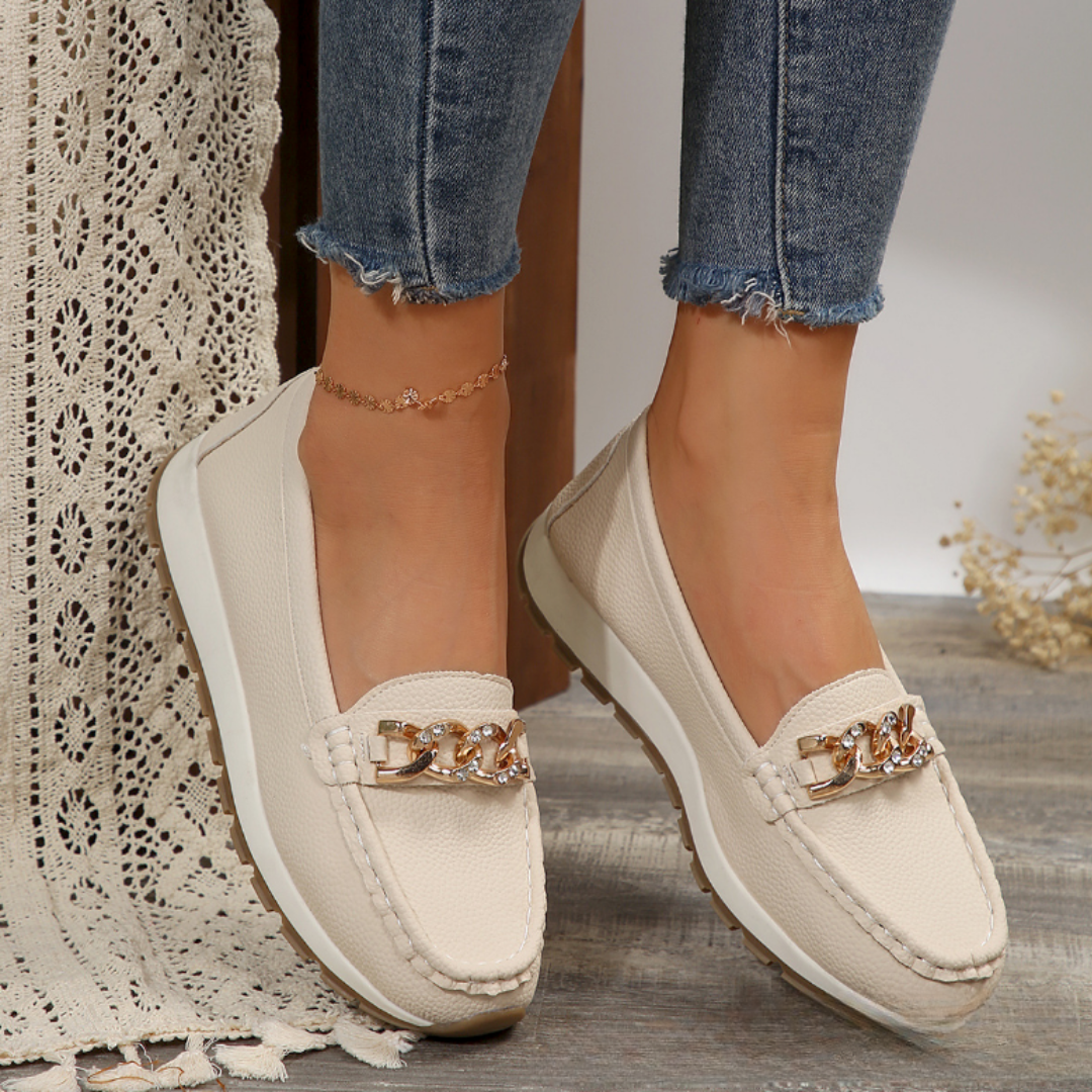 Evelyn - Orthopedic Diamond Buckle Loafers