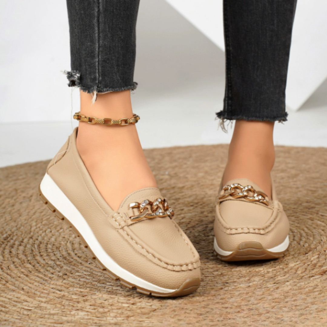 Evelyn - Orthopedic Diamond Buckle Loafers