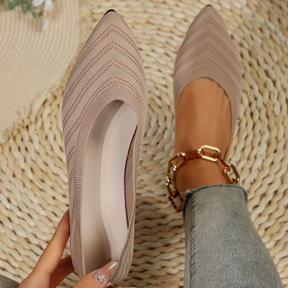 Virginia – Orthopaedic Pointed Knit Ballet Flats