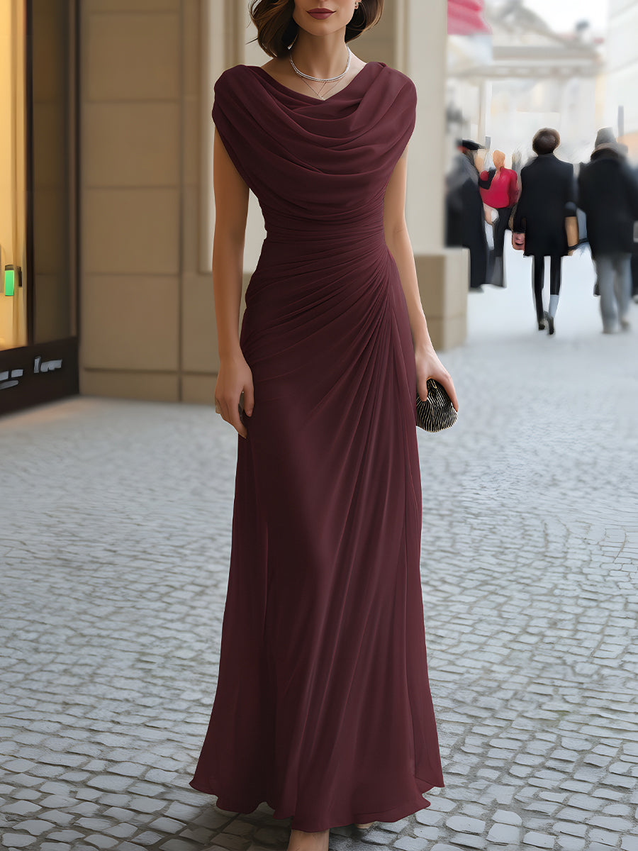 Delphina Draped Cowl-Neck Maxi Dress