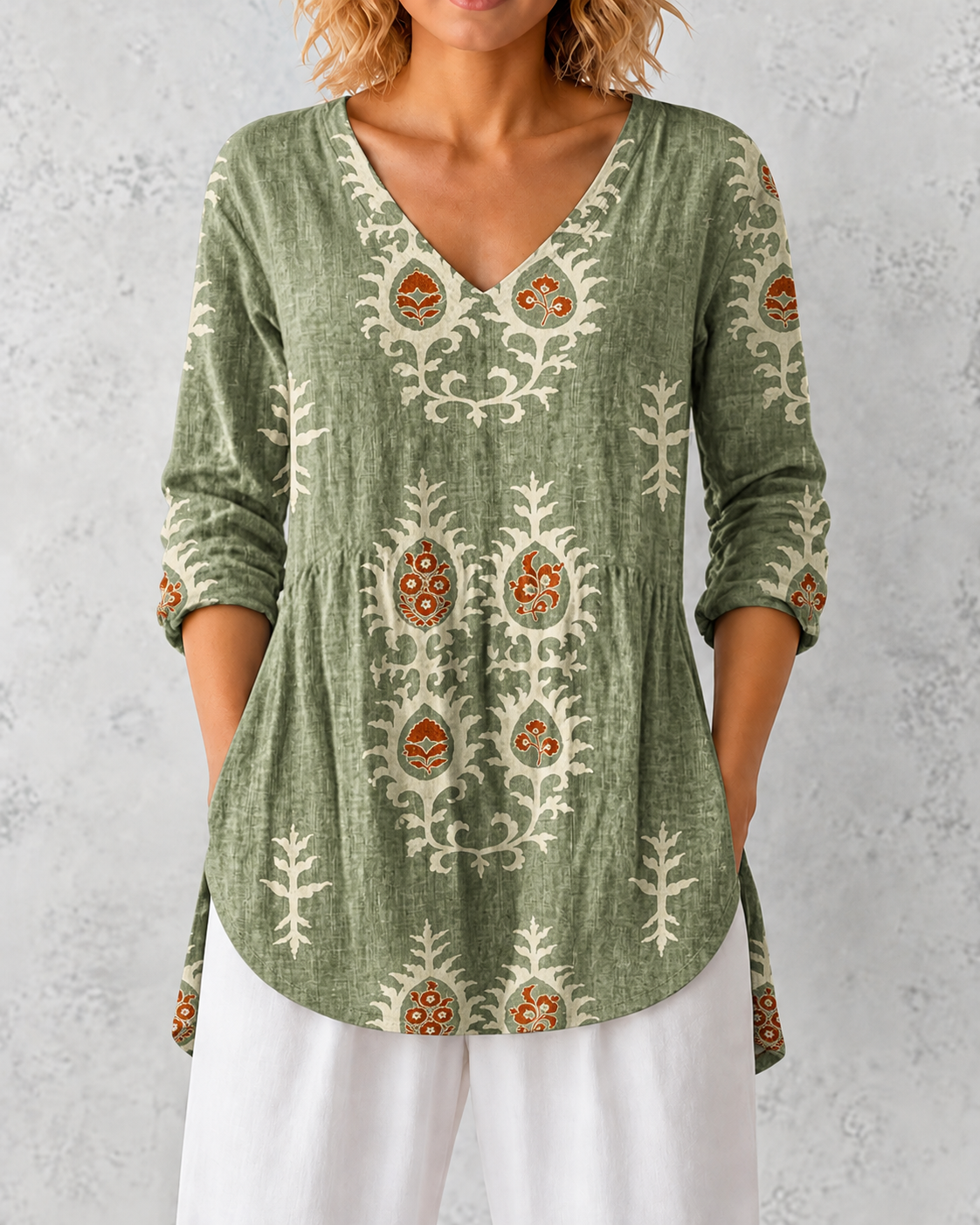 Elise | Long Blouse with V-Neck