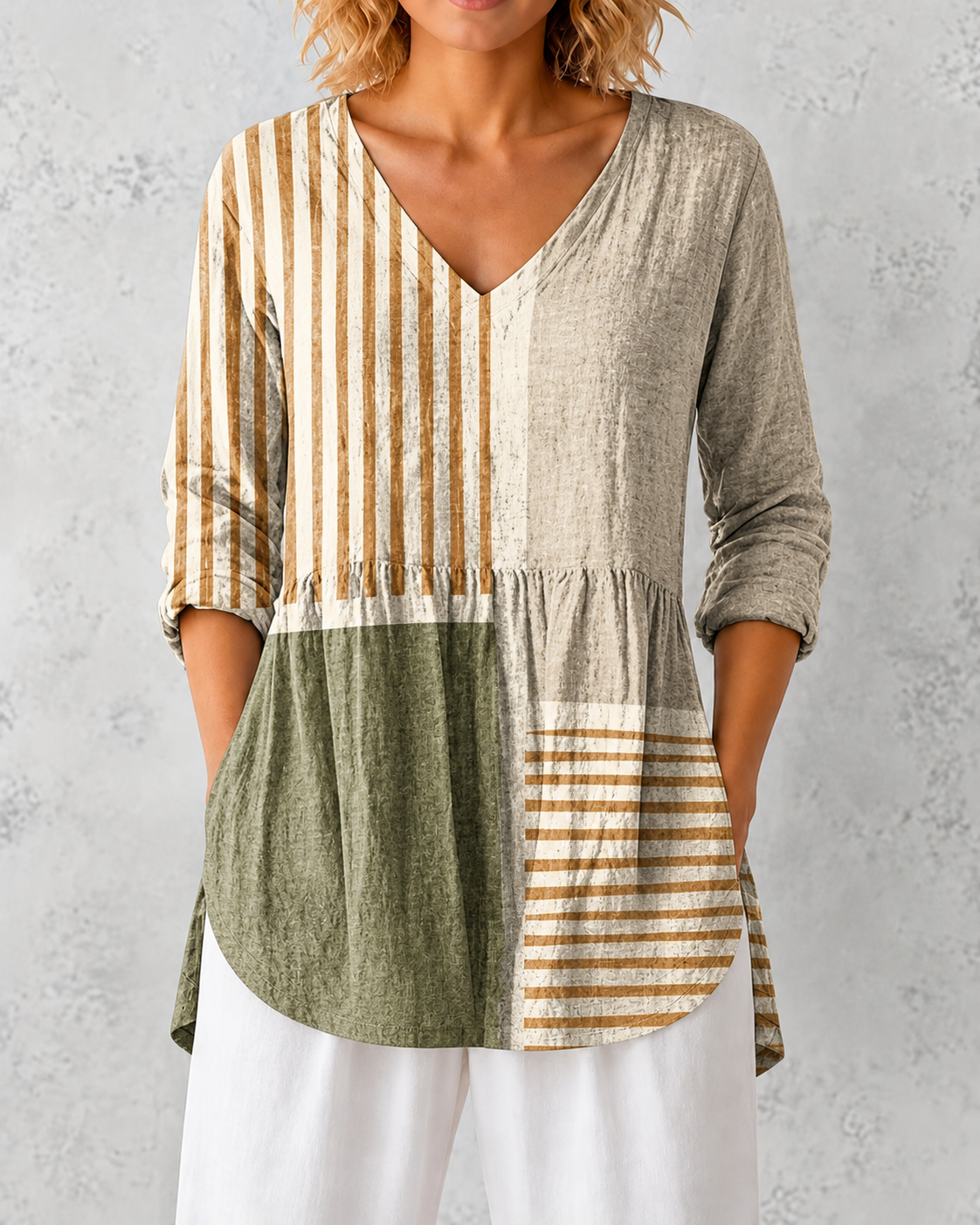 Camille | Long Blouse with V-Neck