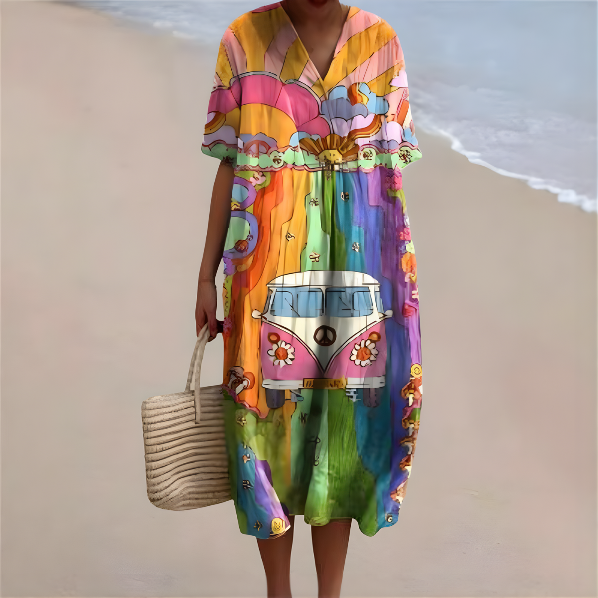 Adele™ | Retro Rainbow Summer Dress