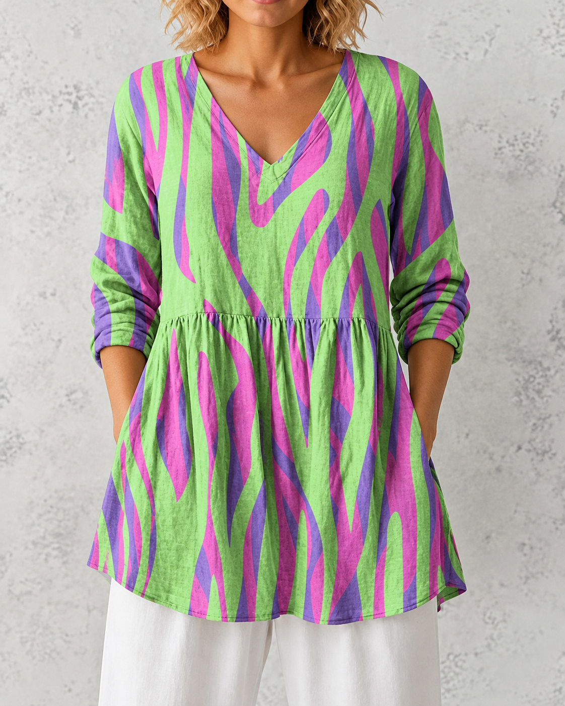 Oceane | Long Blouse with V-Neck
