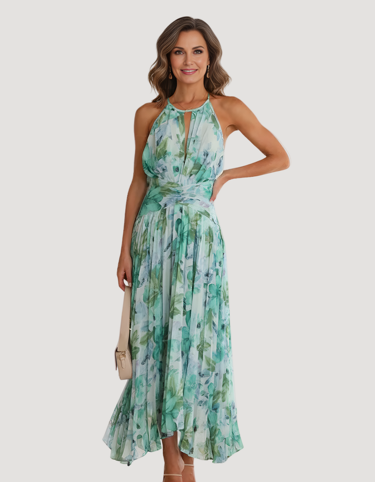 Penelope | Elegant pleated floral midi dress