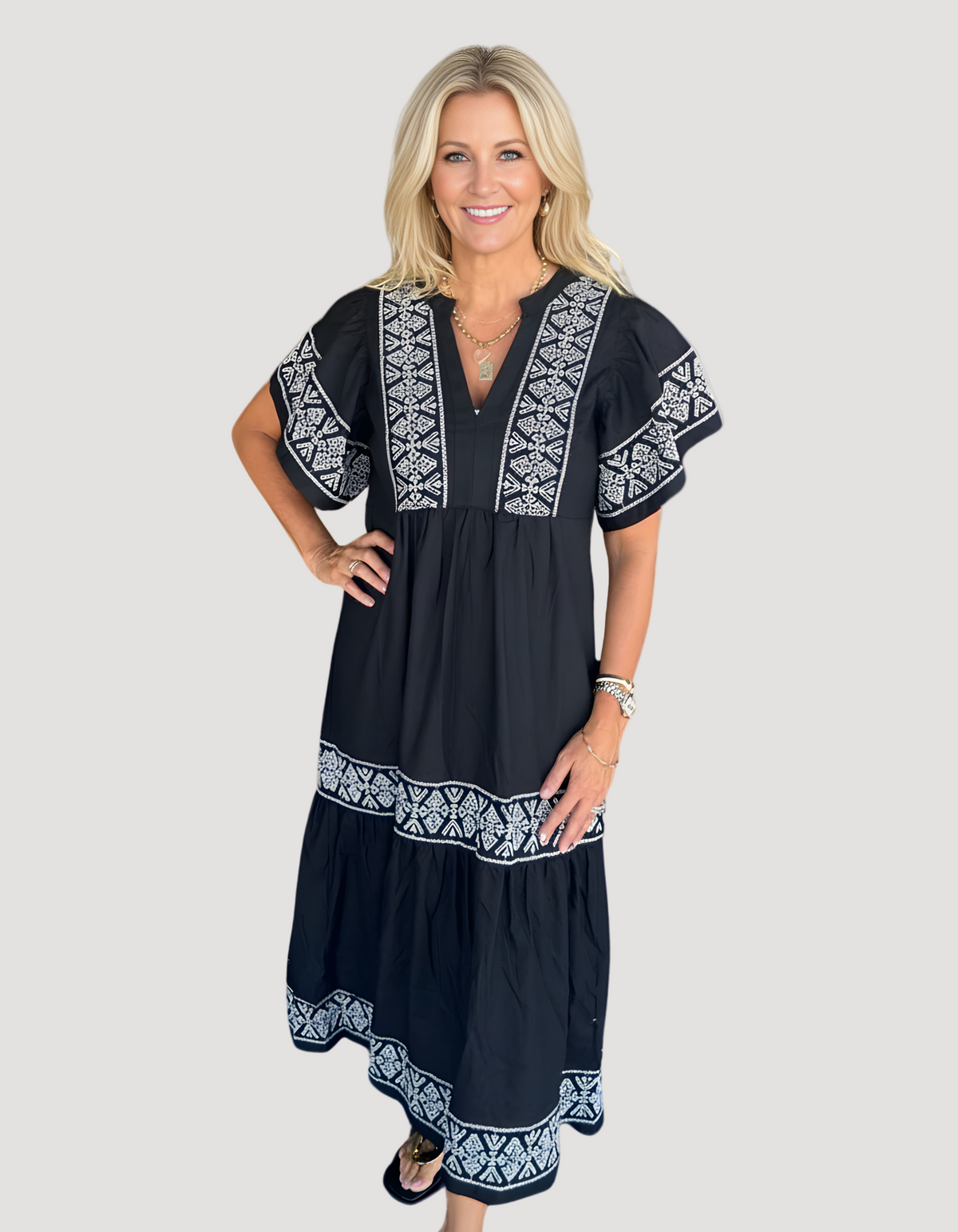 Bianca | Flowing boho dress with V-neck