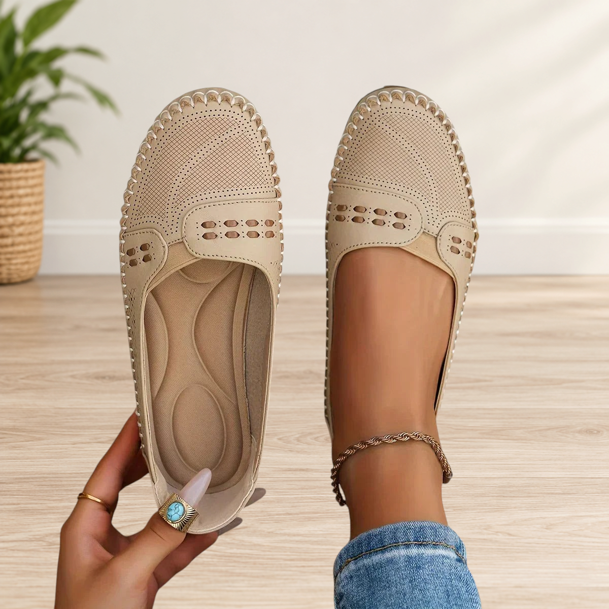 Wattle & Vale Melbourne Dawn orthopedische schoenen in beige met ademend design en comfortabele pasvorm