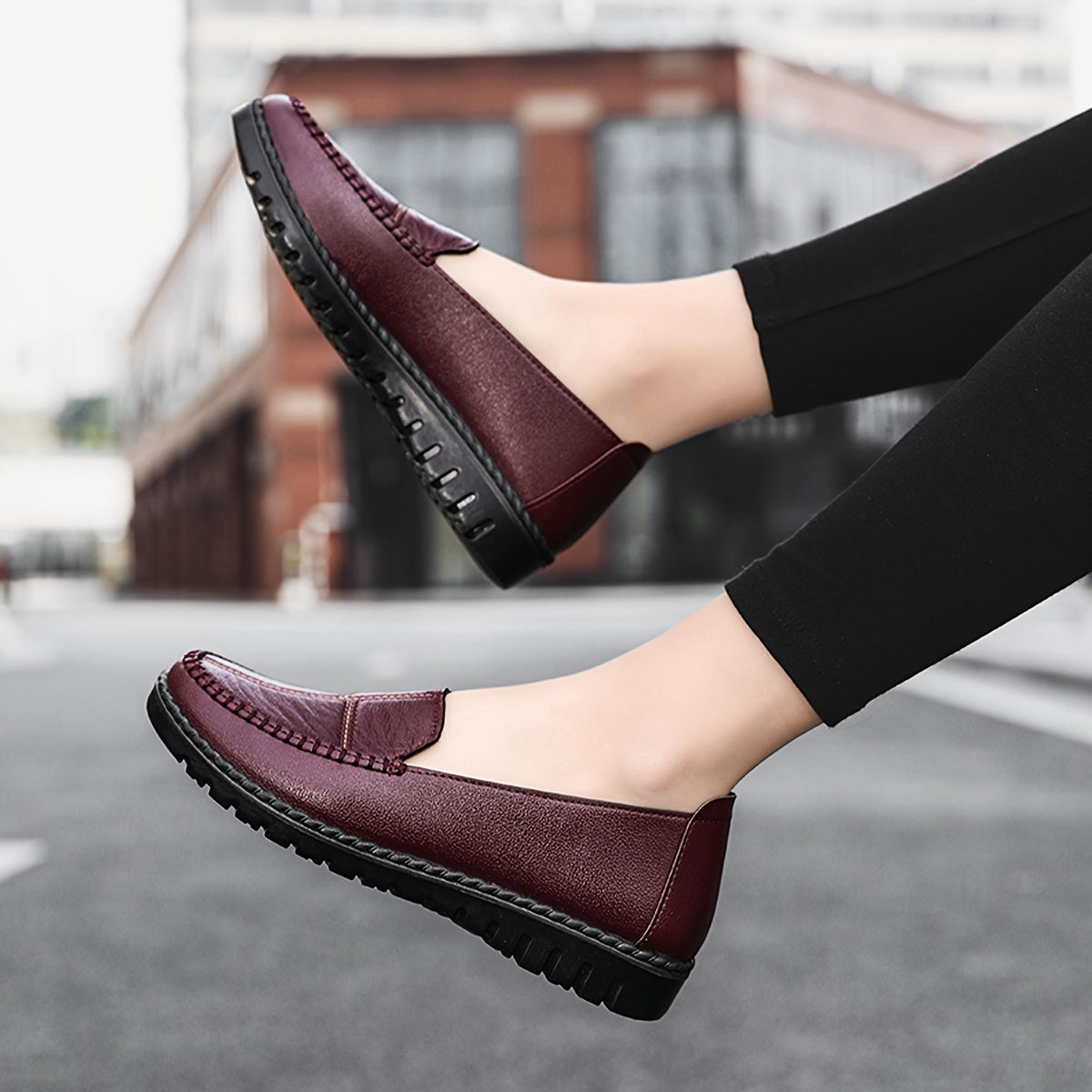 Shona Orthopaedic Stitched Penny Loafers - Burgundy