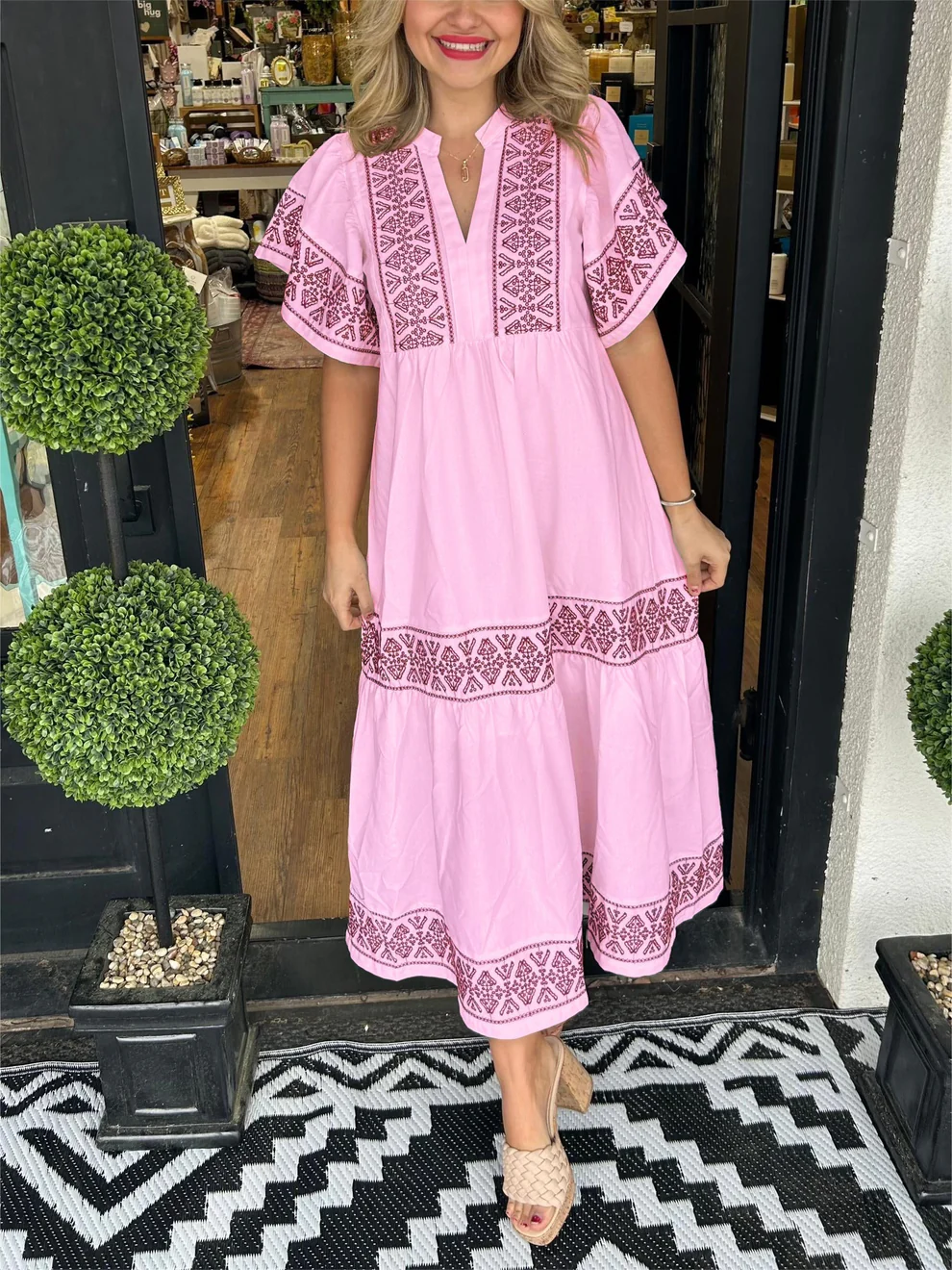 Bianca | Flowing boho dress with V-neck