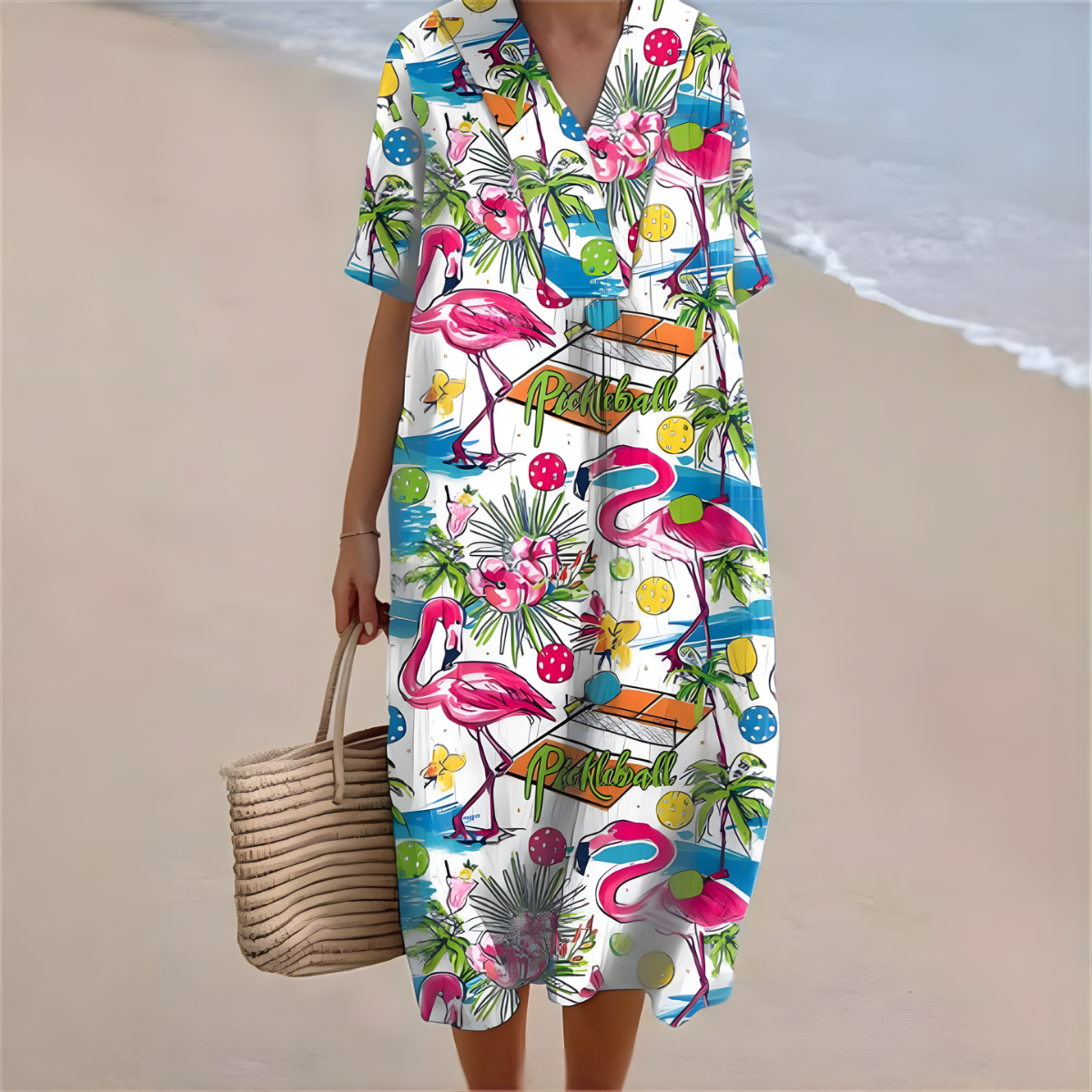 Analia™ | Tropical Flamingo Relaxed Fit Dress