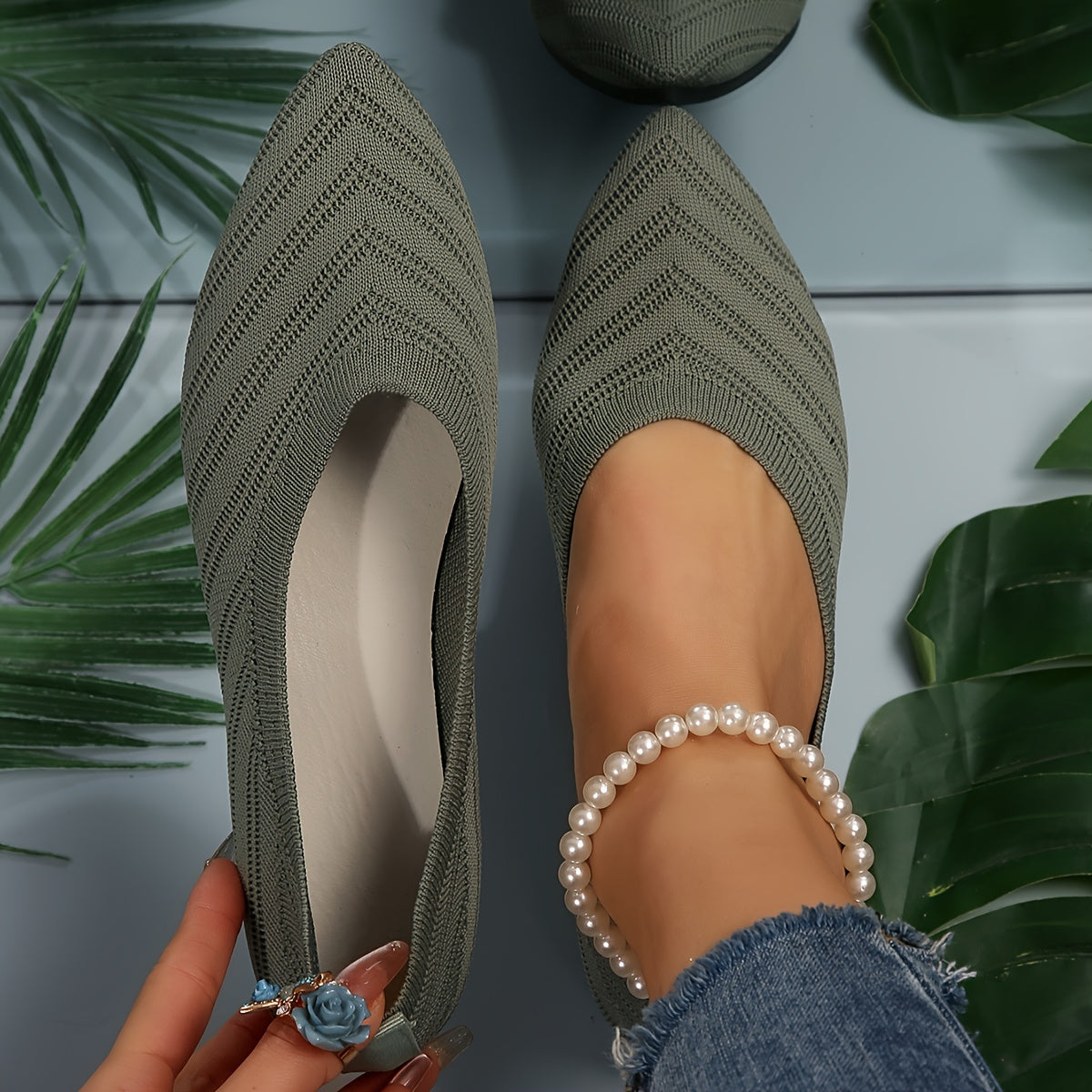 Virginia – Orthopaedic Pointed Knit Ballet Flats