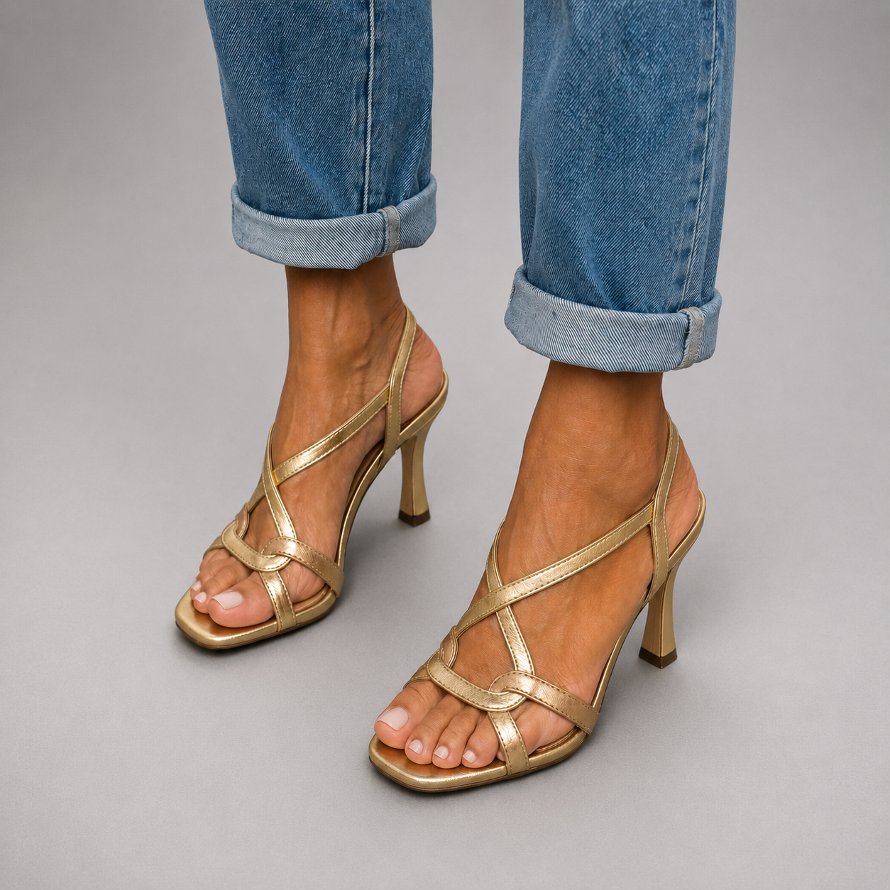 Cassandra | Gold Heeled Shoe for Women