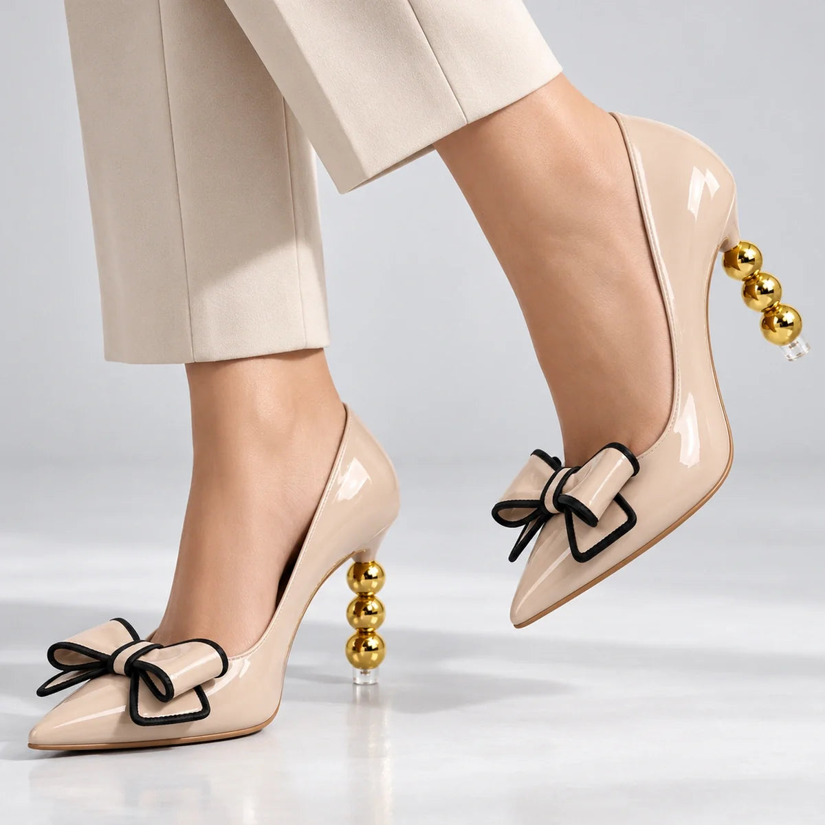 Zelie | Gold Heel Pumps