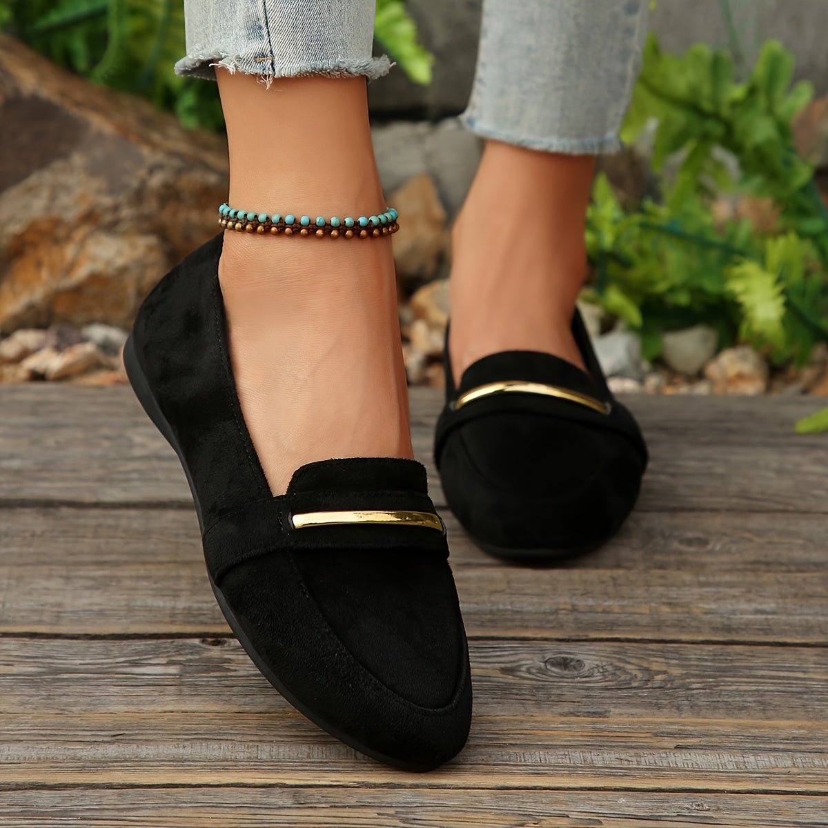 Ginny Pointed Suede-Look Loafers