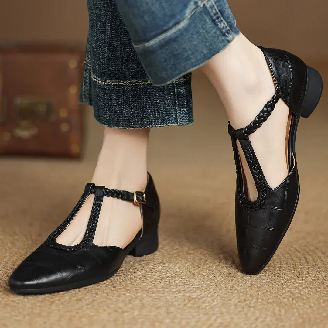 Anthea™ Elegant Braided Leather Shoes