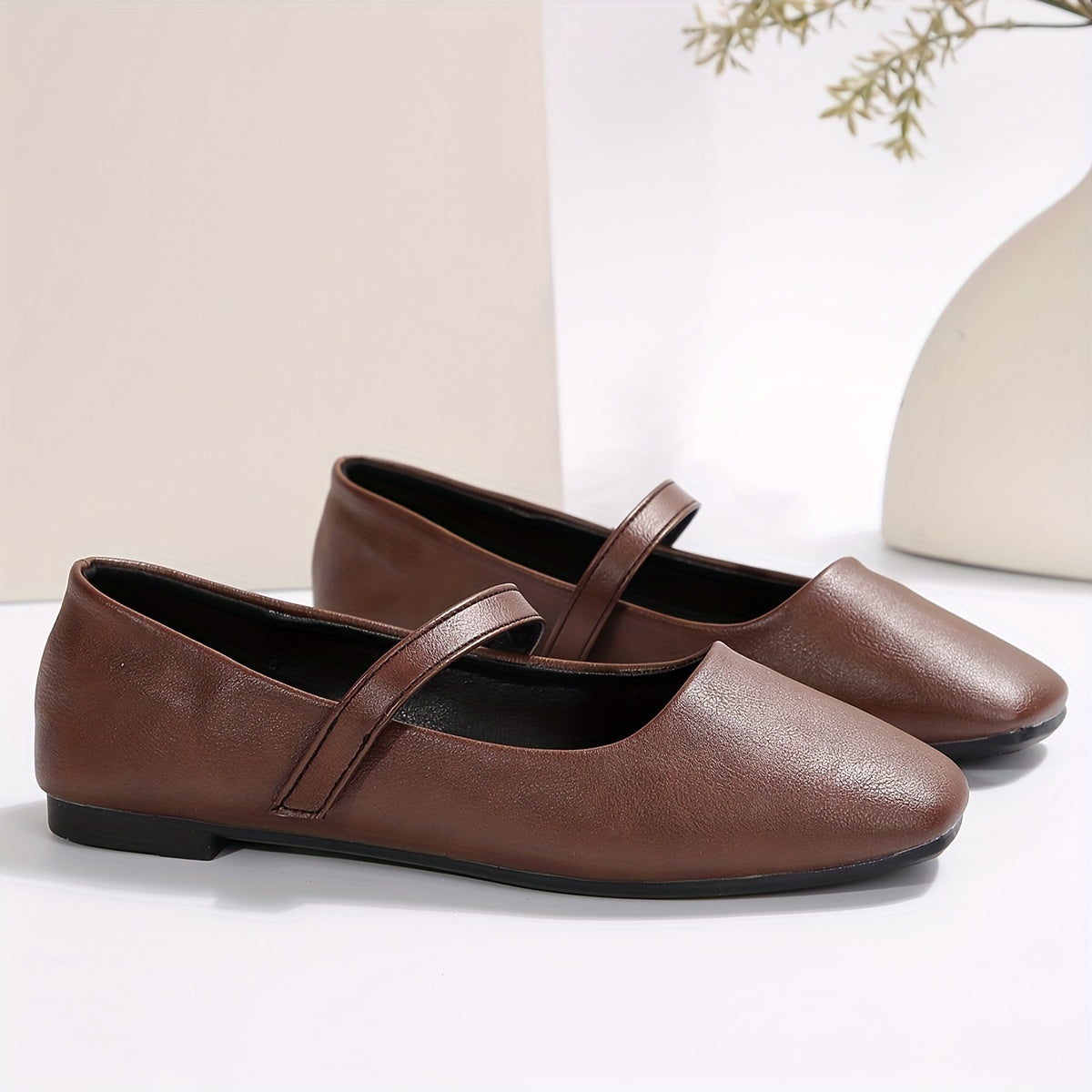 Valmai Square-Toe Mary Jane Flats