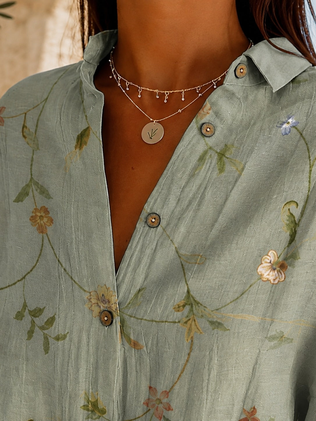 Petula Printed Longline Button-Down Shirt