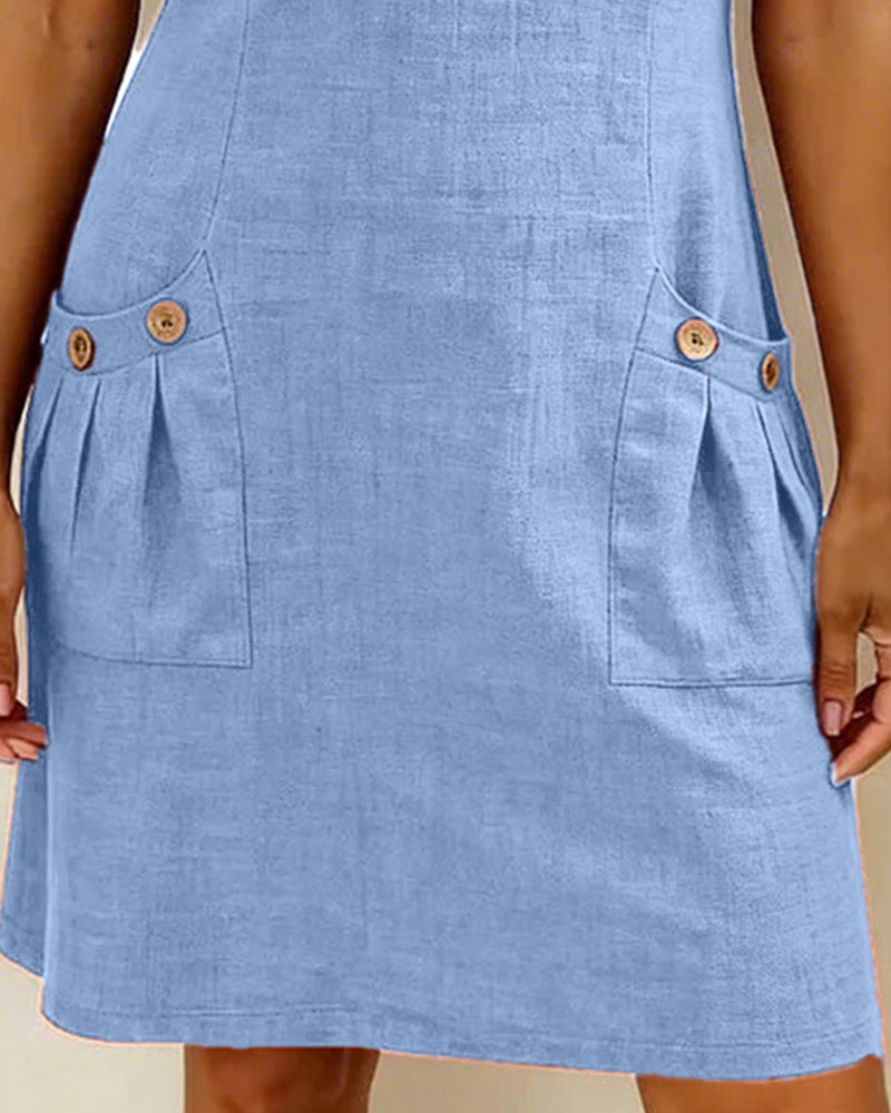 Carmen – Zip-Neck Cotton-Linen A-Line Dress