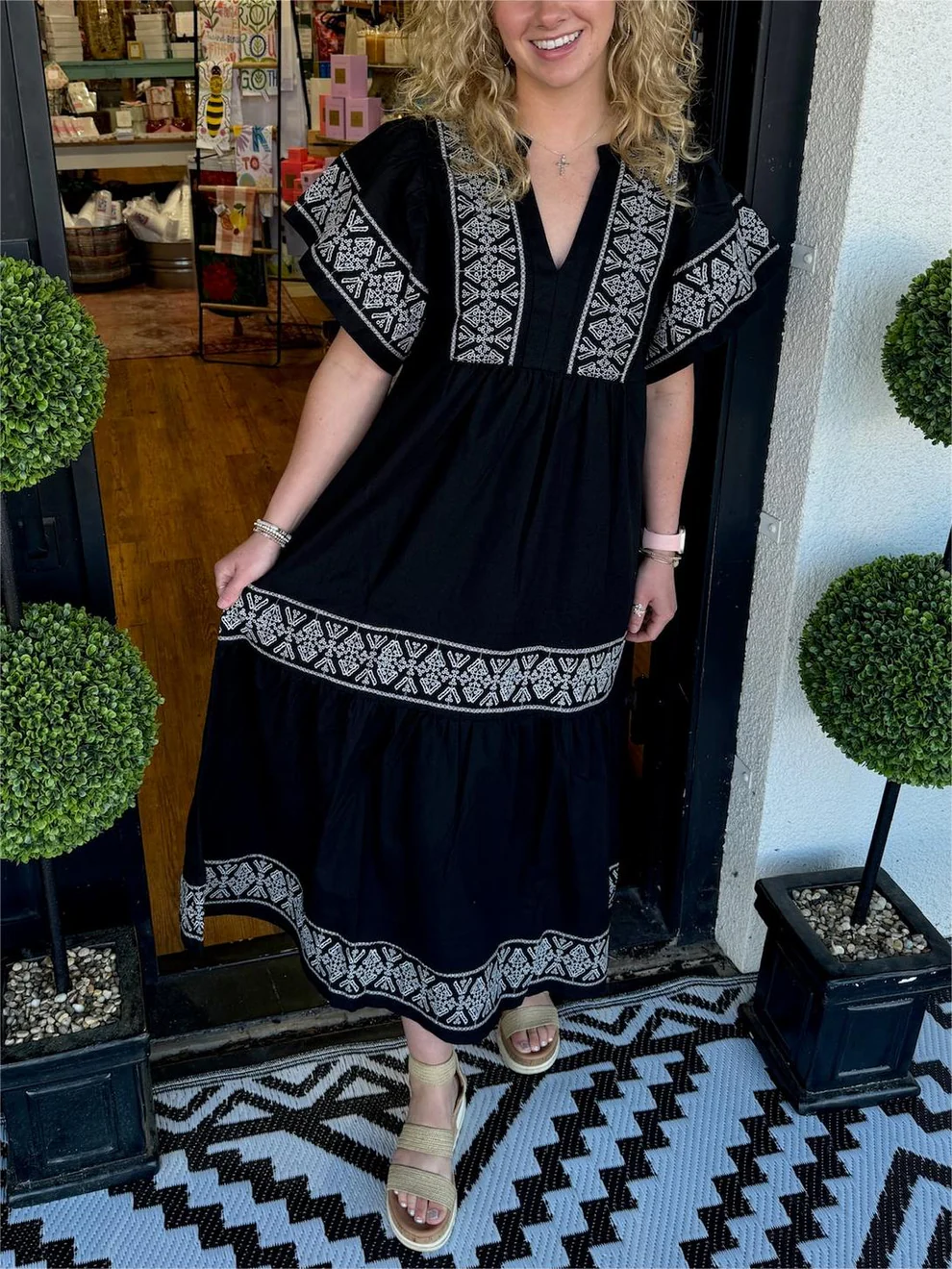 Bianca | Flowing boho dress with V-neck