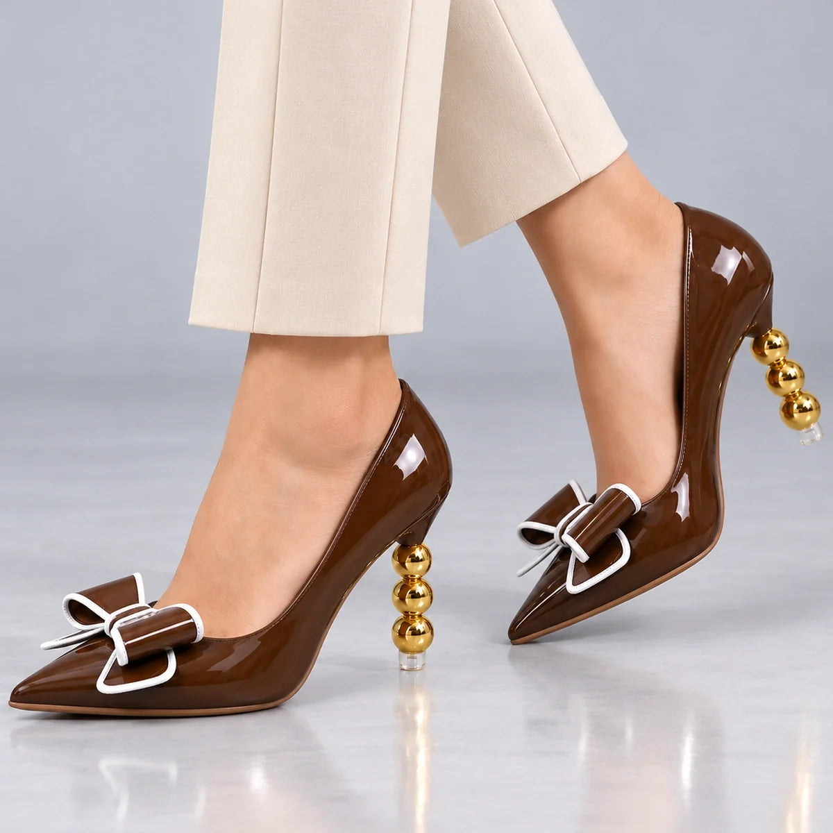 Zelie | Gold Heel Pumps