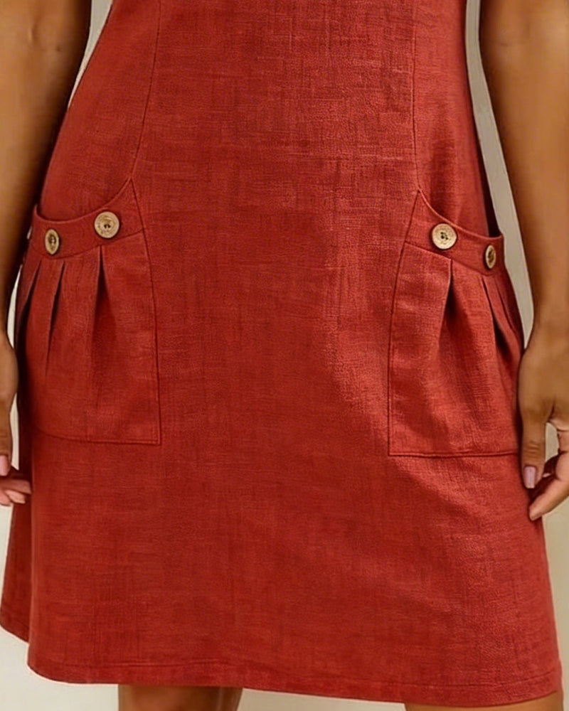 Carmen – Zip-Neck Cotton-Linen A-Line Dress