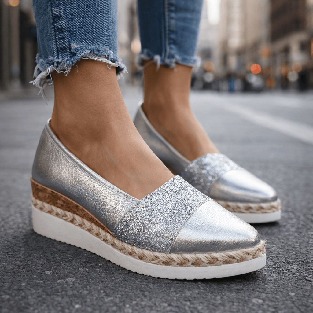 Amelia™ | Luxe Glitter Wedge Sneakers