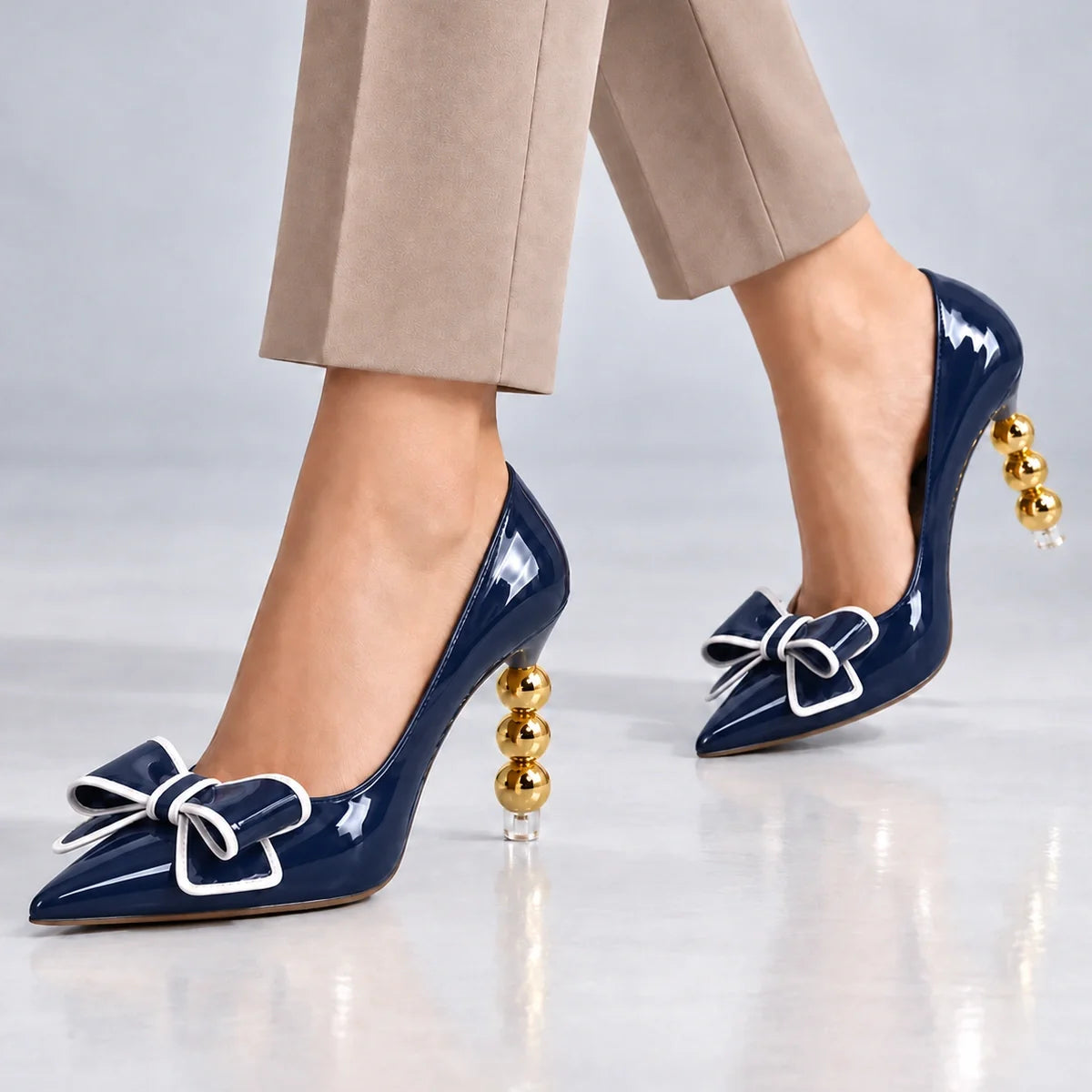 Zelie | Gold Heel Pumps