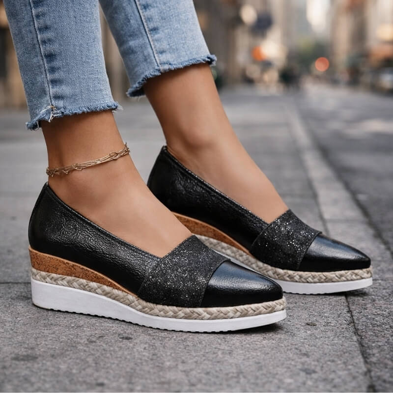 Amelia™ | Luxe Glitter Wedge Sneakers