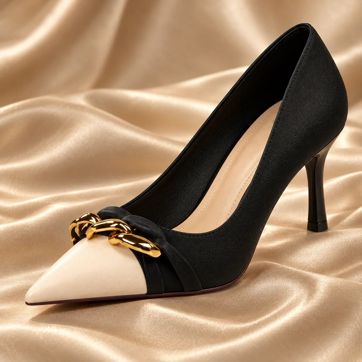Laure | Gold Chain Heels