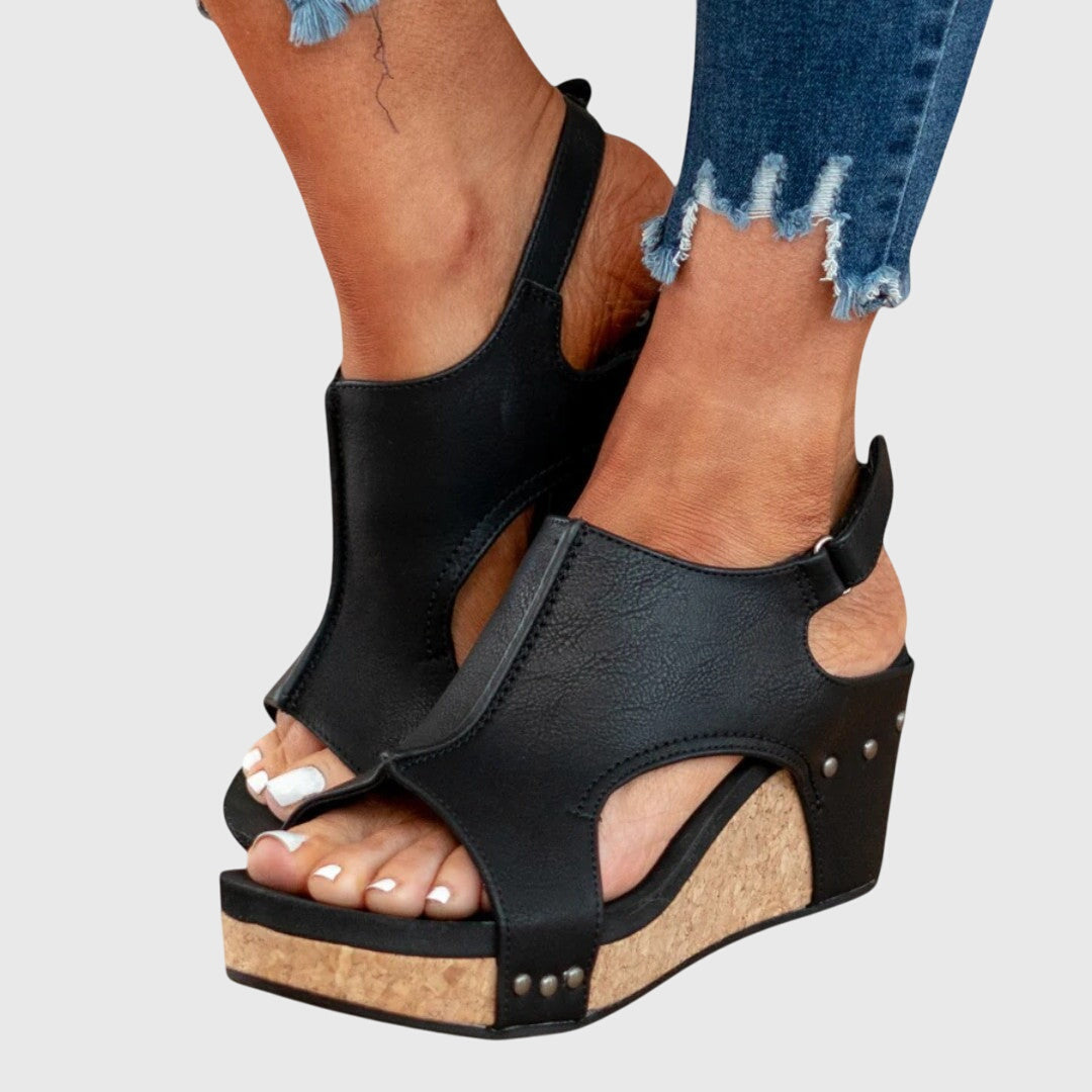 Claudette Studded Slingback Wedge Sandals