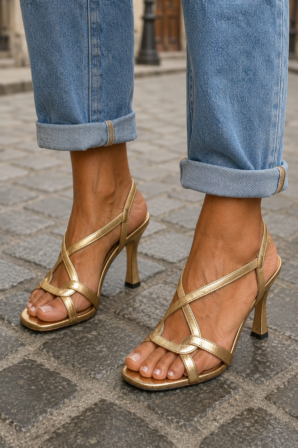 Cassandra | Gold Heeled Shoe for Women