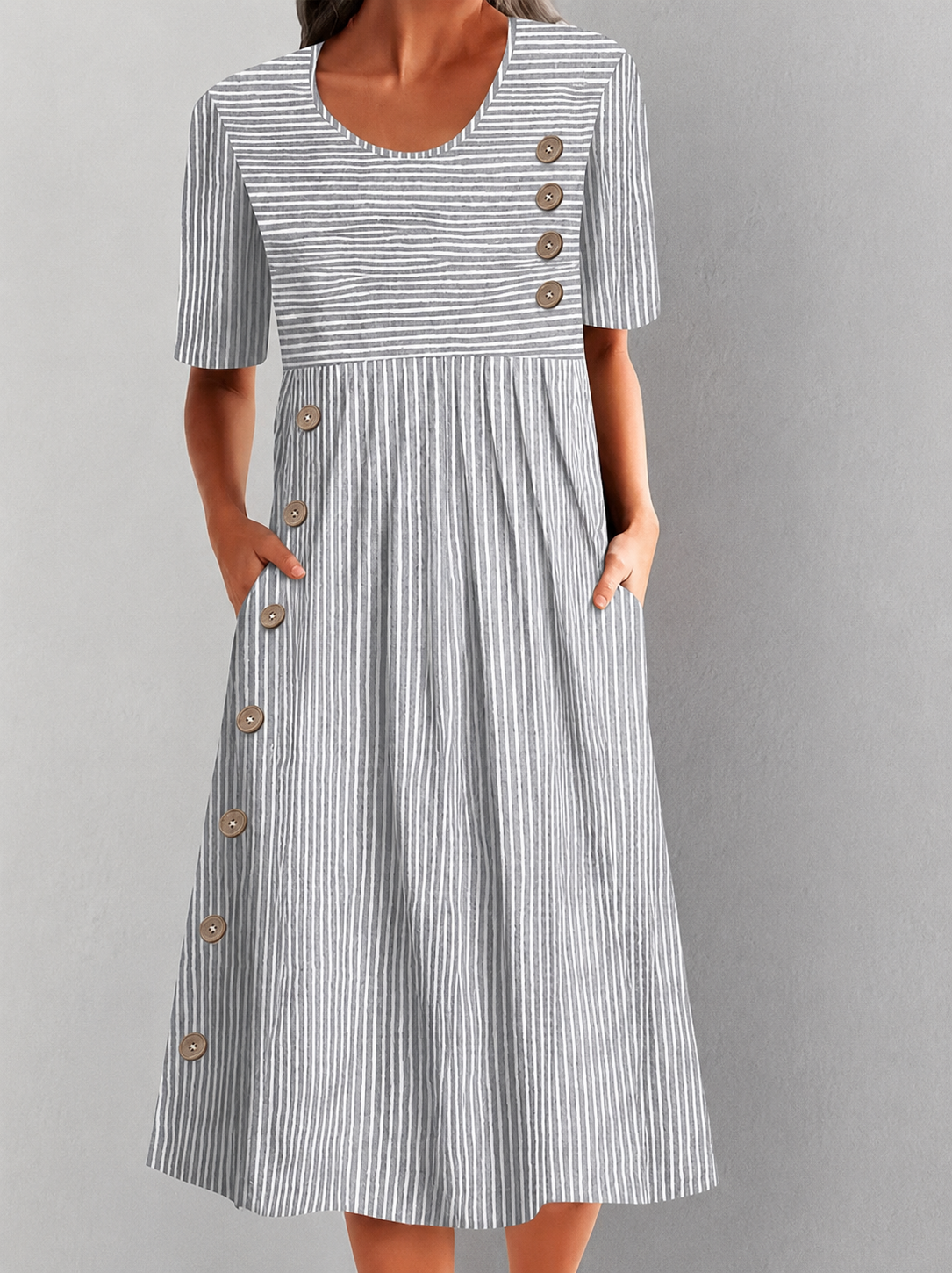Marielle | Elegant Striped Midi Dress