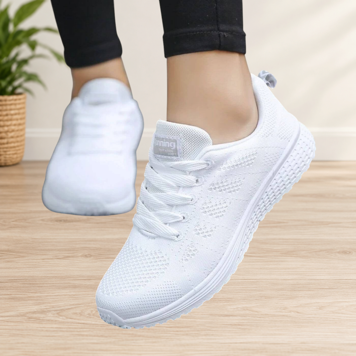 Wattle & Vale Melbourne witte Emory orthopedische sneakers met ademend mesh en schokabsorberende zool voor dagelijks gebruik