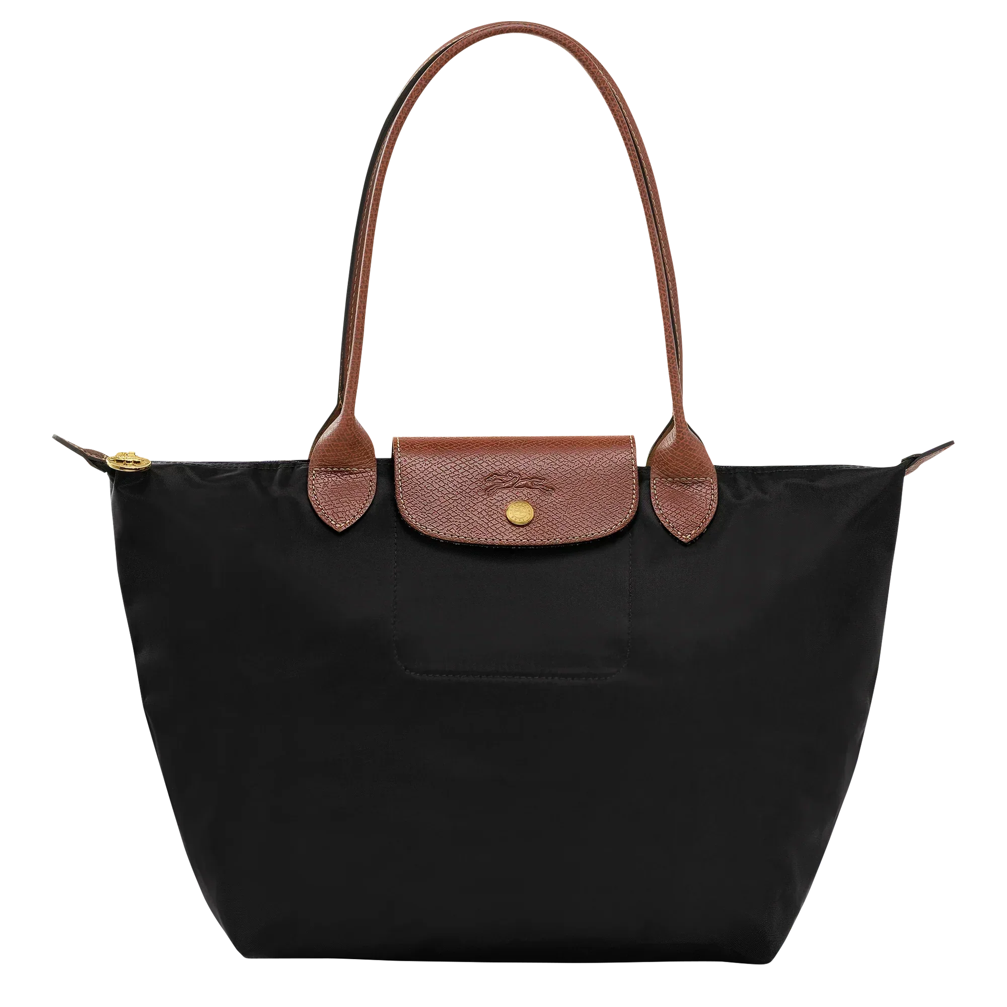 Madeleine | Medium Black Cognac Folding Tote Bag