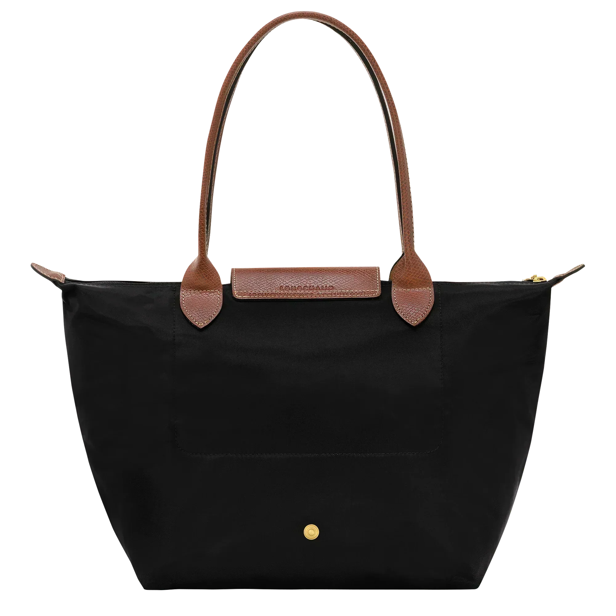 Madeleine | Medium Black Cognac Folding Tote Bag