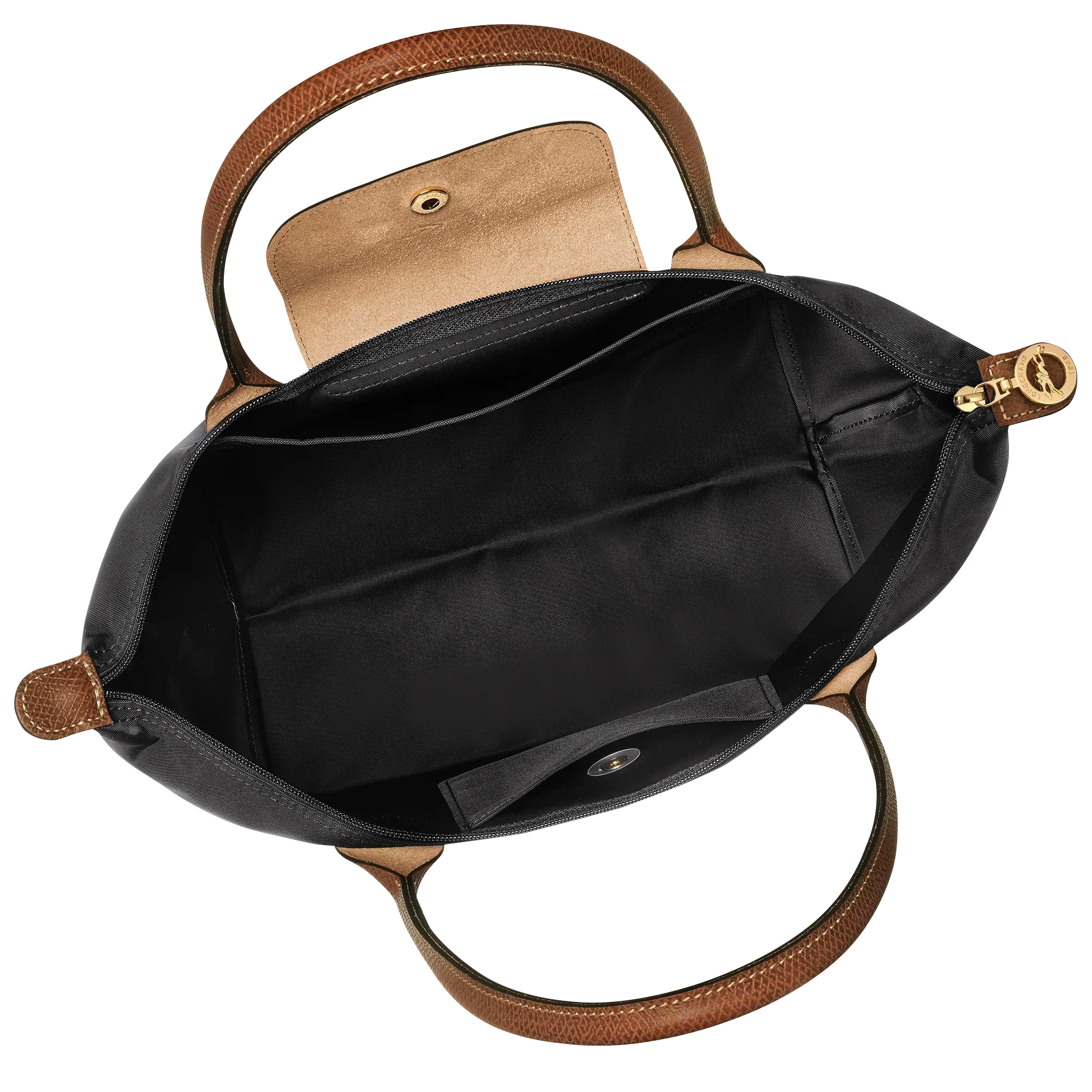 Madeleine | Medium Black Cognac Folding Tote Bag