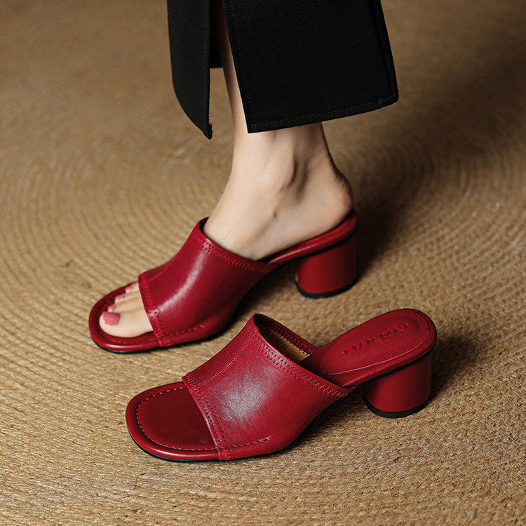 Amira | Open-Toe Block-Heel Mules