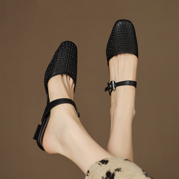 Nilda | Perforated Buckle Mules